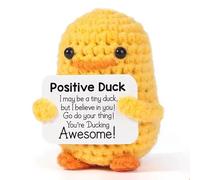 Noxxiez Mini Crochet Positive Animal - Handmade Plush Wool Toy with Inspirational Card | Cute, Round & Plump Stress Relief Gift for Positivity, Emotional Support & Mental Wellness (Duck)