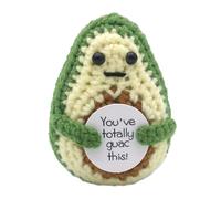Noxxiez Mini Crochet Positive Animal - Handmade Plush Wool Toy with Inspirational Card | Cute, Round & Plump Stress Relief Gift for Positivity, Emotional Support & Mental Wellness (Avocado)