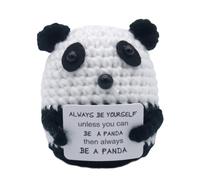 Noxxiez Mini Crochet Positive Animal - Handmade Plush Wool Toy with Inspirational Card | Cute, Round & Plump Stress Relief Gift for Positivity, Emotional Support & Mental Wellness (Panda)