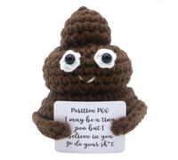 Noxxiez Mini Crochet Positive Animal - Handmade Plush Wool Toy with Inspirational Card | Cute, Round & Plump Stress Relief Gift for Positivity, Emotional Support & Mental Wellness (Pooh)