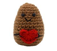 Noxxiez Mini Crochet Positive Animal - Handmade Plush Wool Toy with Inspirational Card | Cute, Round & Plump Stress Relief Gift for Positivity, Emotional Support & Mental Wellness (Potato with Heart)