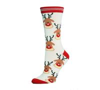 Noxxiez White Rudolph the Red-Nosed Reindeer Unisex Socks Noxxiez White One Size