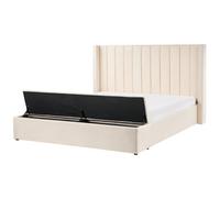 Bed with Storage Bench Velvet NOYERS 180 x 200 cm (EU Super King) Off-White