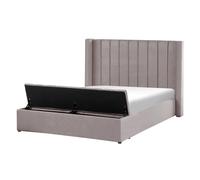 Beliani Bed With Storage Bench Velvet Noyers 140 X 200 Cm (Eu Double) Grey