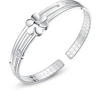 NOYOTA Bracelets Jewelry, AdjustableSterling Silver Bangle Bracelet, Women 925 Sterling Silver Cuff Bangle Cherry Blossoms Bracelet Sterling Silver Jewellery Birthday Gifts For Sisters Friend