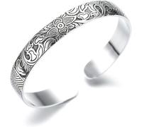 NOYOTA Sterling Silver Bracelet,AdjustableSterling Silver Bangle Bracelet, Ladies 925 Silver Bracelet Vintage Vintage Lotus Flower Cuff Bangle Sterling Silver Jewellery Birthday Gifts For Sisters F