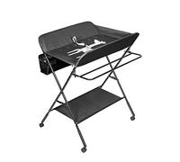 nozama Black Portable Baby Changing Table Folding Diaper Changing Station with Wheels Adjustable Height Baby Diaper Table Infant Care Station Table with Shelf and Organizer Unit