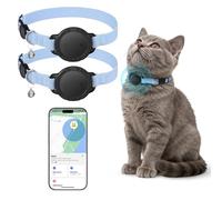 NozlaID Cat Tracker - GPS Cat Tracker Collar No Monthly Fee - Compatible with iOS Apple Find My & Android Google Find My - Stretchy Cat GPS Tracking Collar for for Kittens and Puppies (2 Pack)