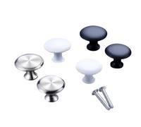 NOZLIHMH Single Hole Handle Mushroom Type White Black Silver Modern Clothes Door Cabinet Pulls Round Stainless Steel Drawer Handles(Small Silver,2 piece Set)