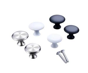NOZLIHMH Single Hole Handle Mushroom Type White Black Silver Modern Clothes Door Cabinet Pulls Round Stainless Steel Drawer Handles(Small Silver,10 piece Set)