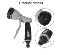 Nozzle with 8 Adjustable Spray Patterns for Watering, Cleaning & Car Washing - Heavy-Duty Brass-Body, Leak-Proof Connection