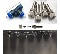 (Nozzles 0.4mm) 5pcs Fog Misting Nozzle With 6mm Tee Quick Connection Garden Water Irrigation