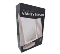 Nozzy Makeup Mirror with Backlight 36 LED Lights Touch Screen Light Control, Tri-Fold 1/2/3x Magnification, Portable Cosmetic Light Mirror