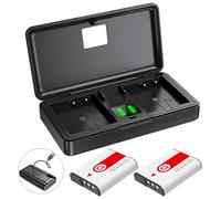 NP-BG1 Battery(2-Pack) and Charger(2CH) Set,Digital Camera Accessories Kit for Sony cybershot G Type Lithium Ion Replacement NP-FG1 DSC-HX5V,HX9V,W30,W50,W55,W70,W80,W630,Rechargeable Batteries Case