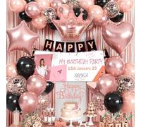 NP-CASER Birthday Decorations and Party Banner Set - 6FT x 2FT Happy Birthday Banner with Balloons Decoration - Includes Personalized Banner, Balloons & Party Decoration