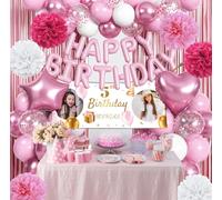 NP-CASER Birthday Decorations and Party Banner Set - 6FT x 2FT Happy Birthday Banner with Balloons Decoration - Includes Personalized Banner, Balloons & Party Decoration