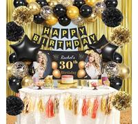 NP-CASER Birthday Decorations and Party Banner Set - 6FT x 2FT Happy Birthday Banner with Balloons Decoration - Includes Personalized Banner, Balloons & Party Decoration