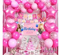 NP-CASER Birthday Decorations and Party Banner Set - 6FT x 2FT Happy Birthday Banner with Balloons Decoration - Includes Personalized Banner, Balloons & Party Decoration