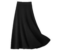NP Cashmere Knitted Skirt Women Long Waist A-line Skirt Wool Knitted Black