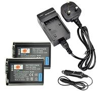 NP-FW50 DSTE 2-Pack Spare Battery and DC107U Travel Charger Compatible with Sony NP-FW50 ZV-E10 RX10 IV Alpha 7 a7 7R a7R 7R II a3000 a6000 a6100 a6300 a6400 a6500 NEX-3 NEX-3N