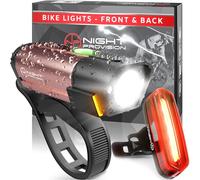 NP NIGHT PROVISION BX-300 USB Rechargeable LED Bike Light Set Front and Back Cycling Safety Lights Best Headlight with New DUO-120 USB Tail Light for Adults Kids Men Women (Rose Gold)