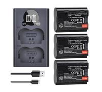 NP-W235 NP W235 2280 MAh Lithium-Ion Battery + LCD USB Dual Charger With Type C Port，Compatible For Fujifilm，For X-T4, GFX 100S(3 Battery 1 Charger)