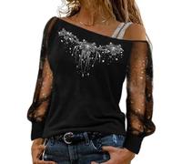 NP Women Casual Elegant Turn-Down Collar Slim Lace Long Sleeve Blouse Shirt