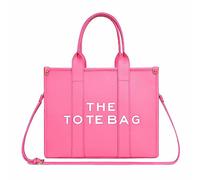 NPBAG The Tote Bag for Women, PU Leather Handbag with Zipper, Crossbody Shoulder Bag for Travel, School, Work, Top-Handle Trendy Purse (M Pink)