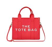 NPBAG The Tote Bag for Women, PU Leather Handbag with Zipper, Crossbody Shoulder Bag for Travel, School, Work, Top-Handle Trendy Purse (S Red)