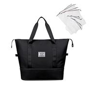 NPBAG Women Travel Duffel Bag, Multi Functional Large Expandable Weekender Carry-on Tote, Gym Workout, Overnight Bag, Mommy Hospital Bag for Labor and Delivery (Black)