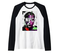 NPC Glitch Dystopian Gamer Abstract Art Raglan Baseball Tee