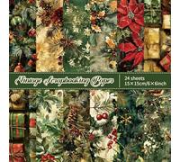 Npcswxq 24Pcs 6×6 Christmas Scrapbook Paper Pattern Pad , Festival Decorative Craft Paper Pack for DIY Card Making Scrapbooking Decor Junk Journal,Craft Gift Wrapping Background Art Photo Album