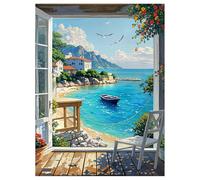 NPCSWXQ Diamond Art Kits for Adults Beginners, 5D Diamond Painting Seaside Scenery Landscape, DIY Full Drill Crystal Dots Gem Art Craft for Home Wall Bedroom or Office Decor Gift 30x40cm/12x16Inch