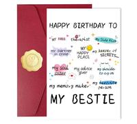 NPCSWXQ Funny Bestie Birthday Gifts for Women Sister,-Happy Birthday To My Bestie, Best Fridend Birthday Card Decorations, Thick Card Stock with Premium Envelope 5 x 8in