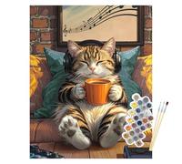 NPCSWXQ Paint By Numbers Kit for Adults Beginners, Funny Cat Paint by Number Canvas, DIY Acrylic Painting Crafts Number Artist Paint Kit for Home Wall Bedroom or Office Decor Gift 40x50cm/16x20Inch