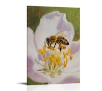 NPEJLCIGH A Bee Lands, on A Flower's Stamen Modern Hanging Wall Decor - Artistic Mural Print16x24inch(40x60cm)