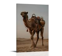 NPEJLCIGH A Camel Carrying A Bronze Water Jug, Walking in A Mirage, Sand Dunes Flowing Like Waves Modern Hanging Wall Decor - Artistic Mural Print12x18inch(30x45cm)