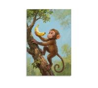 NPEJLCIGH A Little Monkey Snatches A Banana, Climbing to The Treetop Modern Hanging Wall Decor - Artistic Mural Print24x36inch(60x90cm)