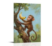 NPEJLCIGH A Little Monkey Snatches A Banana, Climbing to The Treetop Modern Hanging Wall Decor - Artistic Mural Print20x30inch(50x75cm)
