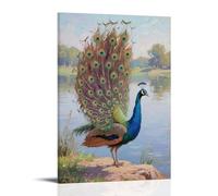 NPEJLCIGH A Peacock Spreads Its Tail, Facing The Lake Modern Hanging Wall Decor - Artistic Mural Print16x24inch(40x60cm)