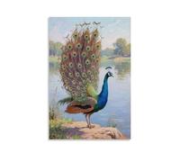 NPEJLCIGH A Peacock Spreads Its Tail, Facing The Lake Modern Hanging Wall Decor - Artistic Mural Print16x24inch(40x60cm)