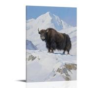 NPEJLCIGH A Yak Stands on The Snow Mountain, Thick Fur Resistant to Cold Modern Hanging Wall Decor - Artistic Mural Print24x36inch(60x90cm)