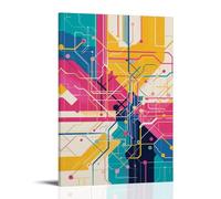 NPEJLCIGH Abstract Tokyo Metro Map Design - Colorful Geometric Line Network Modern Hanging Wall Decor - Artistic Mural Print08x12inch(20x30cm)