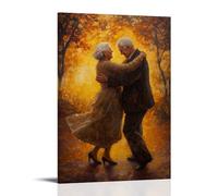 NPEJLCIGH An Elderly Couple Dancing in Golden Twilight, Brushstrokes Capturing Their Fading Yet Vibrant Love. Modern Hanging Wall Decor - Artistic Mural Print20x30inch(50x75cm)
