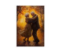 NPEJLCIGH An Elderly Couple Dancing in Golden Twilight, Brushstrokes Capturing Their Fading Yet Vibrant Love. Modern Hanging Wall Decor - Artistic Mural Print20x30inch(50x75cm)