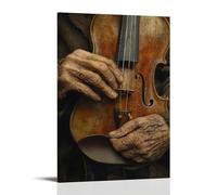 NPEJLCIGH An Elderly Violinists Hands, Cracked with Age, Cradling The Instrument Under Golden Twilight. Modern Hanging Wall Decor - Artistic Mural Print08x12inch(20x30cm)