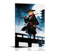 NPEJLCIGH Anthropomorphic Shiba Inu in Samurai Clothes, Holding A Long Sword on The Bridge, Wind Blowing The Scarf Modern Hanging Wall Decor - Artistic Mural Print08x12inch(20x30cm)