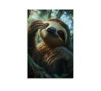 NPEJLCIGH Art Animals- A Grumpy Sloth Getting Its Nails Done at A Jungle Spa (very Slowly) Modern Hanging Wall Decor - Artistic Mural Print24x36inch(60x90cm)