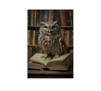 NPEJLCIGH Art Animals- Owl Librarians Shushing Noisy Midnight Bookworms Modern Hanging Wall Decor - Artistic Mural Print12x18inch(30x45cm)