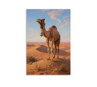 NPEJLCIGH Camel Standing Up in Desert, Camel Bell Ringing Softly Modern Hanging Wall Decor - Artistic Mural Print08x12inch(20x30cm)
